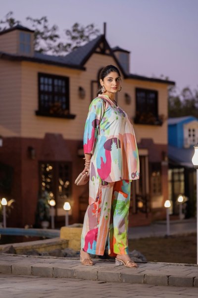 ABSTRACT PRINTED COTTON TUNIC CO ORD SET CO- ORDS
