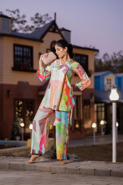 ABSTRACT PRINTED COTTON TUNIC CO ORD SET CO- ORDS