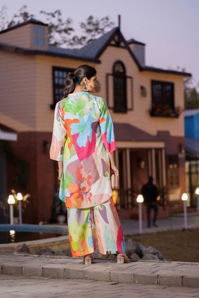 ABSTRACT PRINTED COTTON TUNIC CO ORD SET CO- ORDS