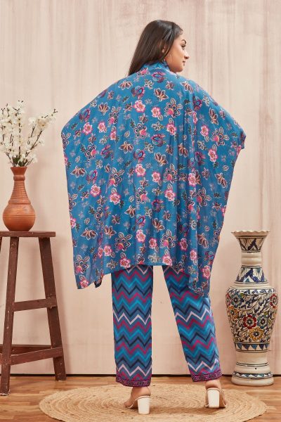 CHANDERI PRINTED KAFTAN WITH FINE COTTON LINER PANT KAFTAN