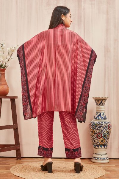 CHANDERI PRINTED KAFTAN WITH FINE COTTON LINER PANT KAFTAN