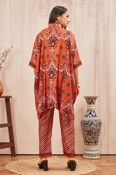 CHANDERI PRINTED KAFTAN WITH FINE COTTON  LINER PANT KAFTAN
