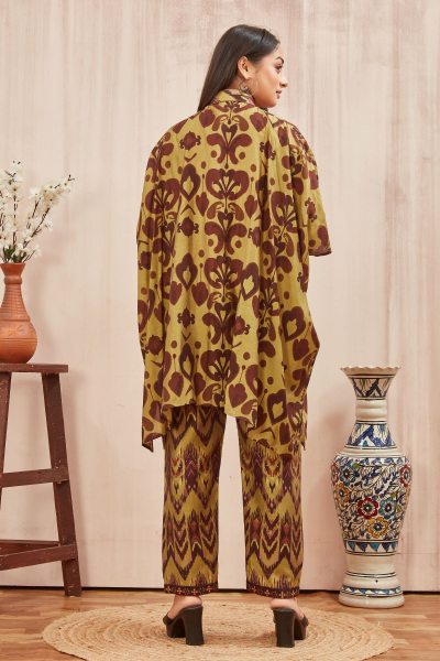 CHANDERI PRINTED KAFTAN WITH FINE COTTON LINER PANT KAFTAN