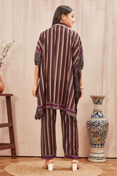 CHANDERI PRINTED KAFTAN WITH FINE COTTON LINER PANT KAFTAN