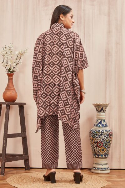 CHANDERI PRINTED KAFTANWITH FINE COTTON LINER PANT KAFTAN