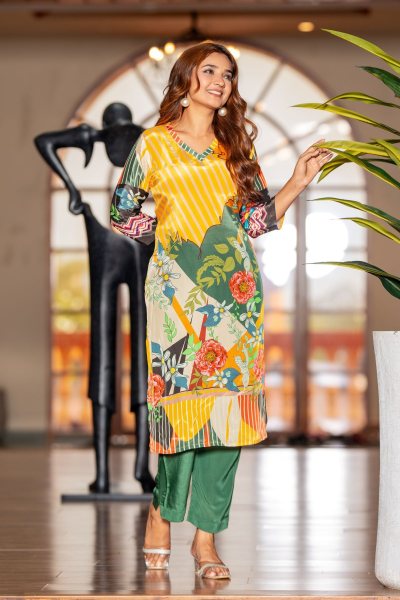 CRAP MULTY COLOUR KURTA SET Ethnic