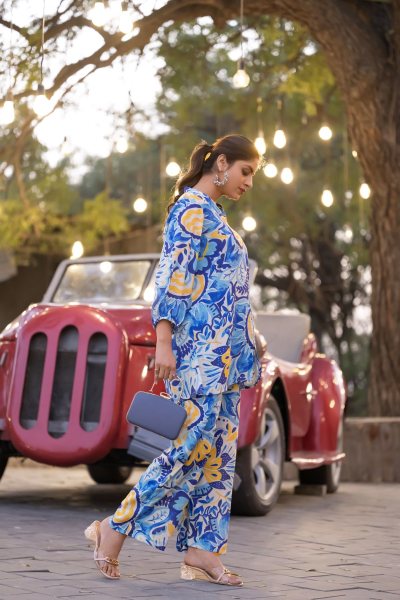 FLORAL PRINTED COTTON CO ORD SET FOR WOMEN CO- ORDS
