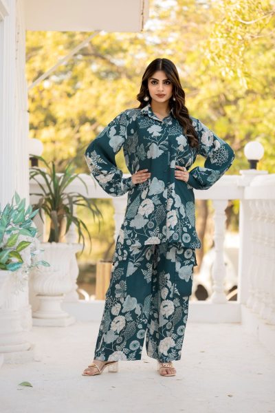 FLORAL PRINTED MUSLINE CO ORD SET STREET STYLE CO- ORDS
