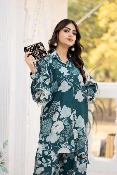 FLORAL PRINTED MUSLINE CO ORD SET STREET STYLE CO- ORDS