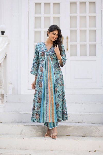 PRINTED MUSLINE ALINE KURTA SET KURTA SET