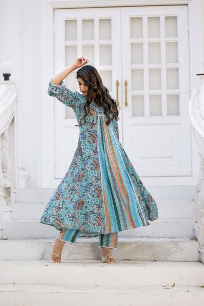 PRINTED MUSLINE ALINE KURTA SET KURTA SET